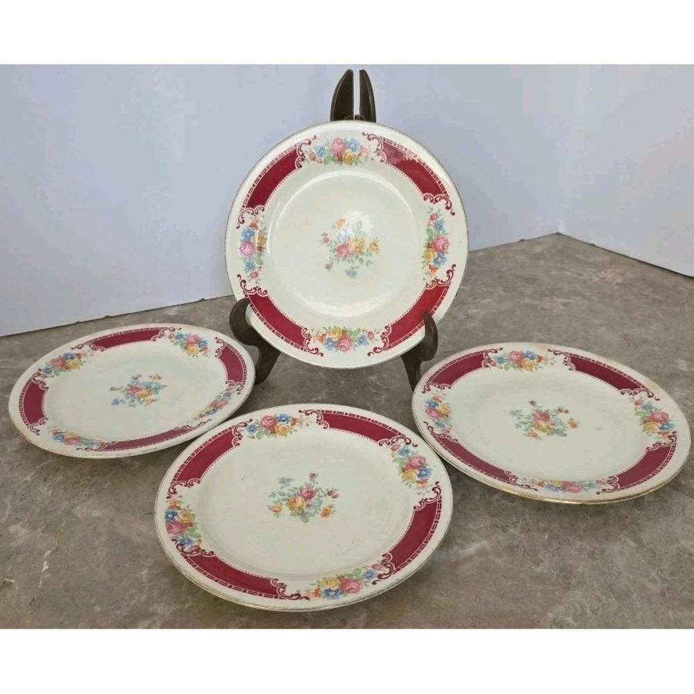 Set Of 4‎ Homer Laughlin Side Dessert Plates 6 1/2" Wedding Bridal Shower Roses